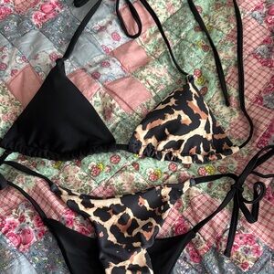 Black and Leopard Print Bikini